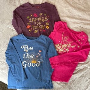 Girl’s size 7 assorted brand long sleeve tee shirts, lot of 3.